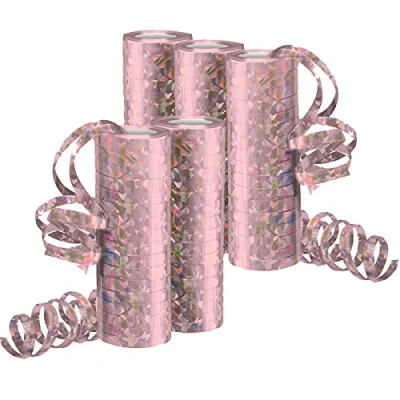 Abbildung von Luftschlangen Metallic Rosegold Glitzer, Party Deko 5 Rollen mit 18 Glitzernden für Geburtstag 5STK