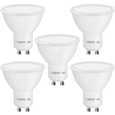Abbildung von Lepro GU10 LED Kaltweiss, 4W 345 Lumen Kaltweiß, Leuchtmittel 5000 Kelvin Lampe Nicht Dimmbar, 5er Pack
