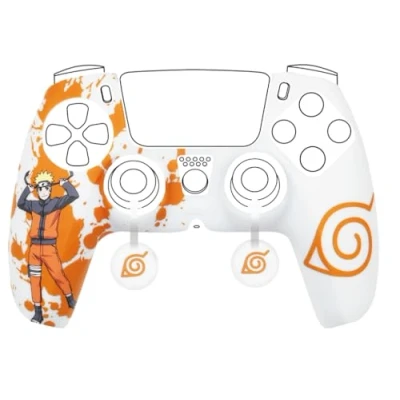 Abbildung von Konix Naruto Shippuden Schutzhülle für DualSense PS5 Controller Silikon Daumenstützen Konoha und Motiv Weiß