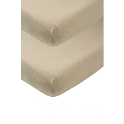 Abbildung von Meyco Baby Uni Spannbettlaken 2er Pack für die Babywiege (Bettlaken mit weicher Jersey Qualität, aus 100% Baumwolle, perfekte Passform durch Rundum Gummizug, atmungsaktiv, Maße: 40 x 80 / 90cm), Taupe