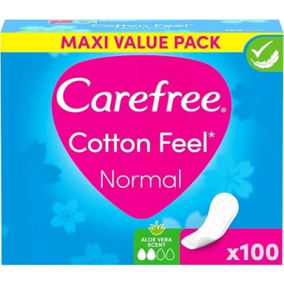 Abbildung von Carefree Slipeinlagen Cotton Feel Normal mit Aloe Vera Duft, 100% atmungsaktiv für ein langanhaltendes Frischegefühl, Größe Normal, 100 Stück