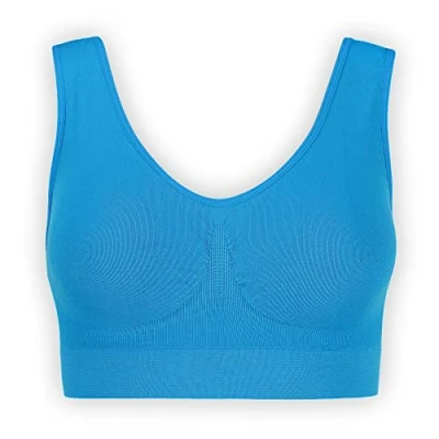 Abbildung von UnsichtBra Bustier Damen BH ohne Buegel Wohlfühl Bustiers Top Bügelloser Soft Bra Schlaf Still Sport Bralette in vielen Farben (wellbra_sngl)(XXL, Blau)
