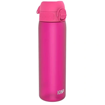 Abbildung von Ion8 Trinkflasche, 500 ml, Auslaufsicher, Einhandöffnung, Sichere Verriegelung, Spülmaschinenfest, BPA frei, Tragegriff, Klappdeckel, Leicht zu Reinigen, Klimaneutral, Rosa
