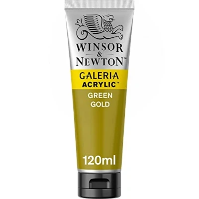 Abbildung von Winsor &amp; Newton 2131294 Galeria Acrylfarbe, hohe Pigmentierung, lichtecht, buttrige Konsistenz, 120ml Tube, grüngold