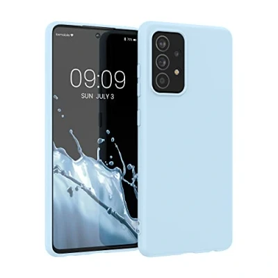Abbildung von kwmobile Hülle kompatibel mit Samsung Galaxy A52 / 5G A52s weiches TPU Silikon Case Cover geeignet für kabelloses Laden Hellblau matt