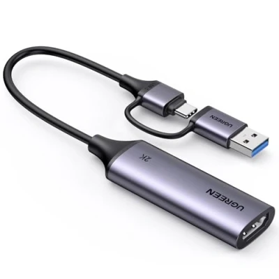 Abbildung von UGREEN Video Capture Card, USB 3.0 hdmi auf C/A Videoaufnahmekarte, 4K Eingang und 2K30Hz Capture, Grabber kompatibel mit Switch PS5 Xbox TV Stick Camera Laptop iPad Mac Handy mini 4