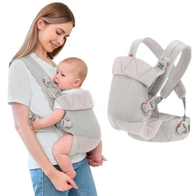 Abbildung von IULONEE Babytrage für Neugeborene Ergonomic Baby Carrier Tragbar Vorne nach hinten tragen Babyhalter Trage Babys Kleinkinder Grau
