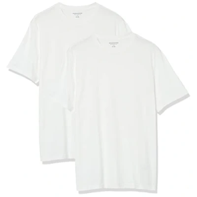 Abbildung von Amazon Essentials Herren Kurzärmeliges T Shirt mit Rundhalsausschnitt aus Baumwolle Regular Fit, 2er Pack, Weiß, XS