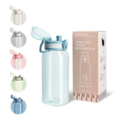 Abbildung von UZSPACE Trinkflasche Kinder Sport Wasserflasche 600ml, auslaufsicher, BPA frei, kohlensäure geeignet Flasche, spülmaschinenfest, Sportflasche mit Klappdeckel für Schule Uni Outdoor