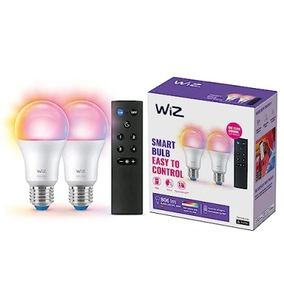 Abbildung von WiZ E27 LED Lampe Tunable White &amp; Color, dimmbar, 16 Mio. Farben, smarte Steuerung per App/Stimme über WLAN, Doppelpack inkl. Remote
