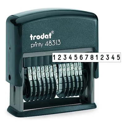 Abbildung von Trodat Printy 48313 Selbstfärbender Nummernstempel mit 13 Stellen, 3.8mm, Stempelfarbe schwarz, 44 x 4 mm