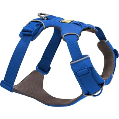Abbildung von Ruffwear Front Range Hundegeschirr, reflektierendes Y Geschirr, verstellbares, bequem gepolstertes Alltagsgeschirr für Spaziergänge und Hunderennen, 2 Leinenbefestigungen V Ring, Blue Pool S
