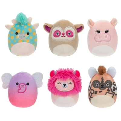 Abbildung von Squishville SQM0508 6er Pack Safari Squad, superweiche Mini Squishmallows, 5cm Plüschfiguren