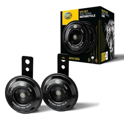 Abbildung von HELLA Motorrad Hupe 12V ESSENTIAL HORN S70 SET 108dB(A) Frequenzbereich: 380/480Hz Tiefton/Hochton elektrisch Menge: 2 3AL 012 588 011