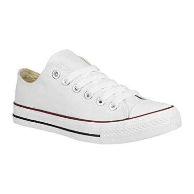 Abbildung von Elara Unisex Sneaker Low top Turnschuh Textil Chunkyrayan 89A35B White 44