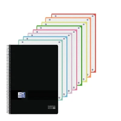Abbildung von Oxford Notizbuch A4, 5 x 5, Kunststoffeinband, 8 Farbbänder, Mikroperforierte Blätter, Schwarz