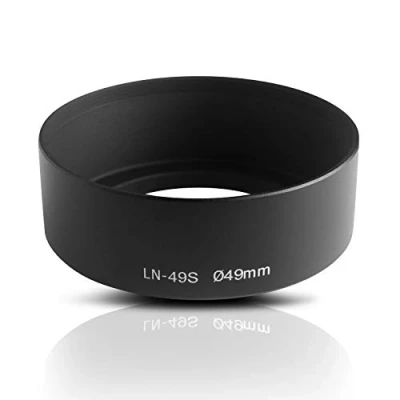 Abbildung von Ares Foto® 49mm Ø Metall Sonnenblende Gegenlichtblende Streulichtblende Lens Hood. CNC gefrästes Aluminium. Zum Aufschrauben auf Filtergewinde. Für Canon Sony Nikon Tamron Sigma Olympus Fujifilm