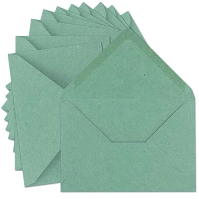 Abbildung von 50x Vintage Brief Umschläge DIN C5 Kraftpapier 120 g/m² 157 x 225 mm Eukalyptus Grün Recycling Nassklebung Spitzklappe UmWelt by GUSTAV NEUSER