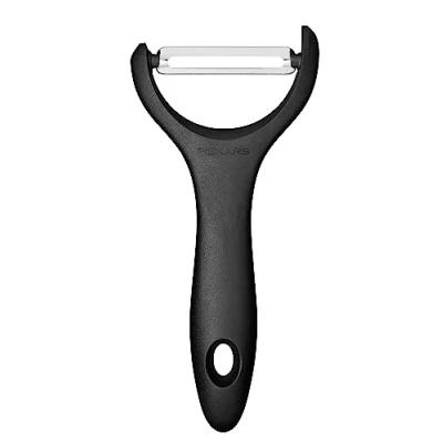 Abbildung von Fiskars Gemüseschäler, Y förmig, Rostfreier Stahl, Essential, Schwarz, 1065599