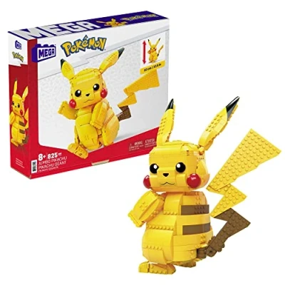 Abbildung von MEGA Pokémon Figuren, Jumbo Pikachu Figur zum Zusammenbauen, Höhne: 30cm, bewegliche Beine/Arme/Ohren und Schweif, Spielzeug, Spielzeug ab 6 Jahre, FVK81