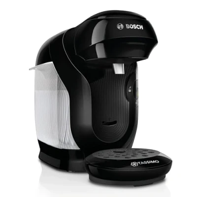 Abbildung von Bosch Tassimo Style friendly Kapselmaschine TAS112E, über 70 Getränke, geeignet für alle Tassen, vollautomatisch, nachhaltig, platzsparend, 1400 W, schwarz
