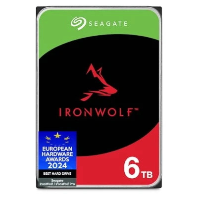 Abbildung von Seagate IronWolf 6 TB interne Festplatte NAS HDD, 3.5 Zoll, 5400 U/Min, 256 MB Cache, SATA Gb/s, silber, inkl. 3 Jahre Rescue Service, Modellnr.: ST6000VNZ06
