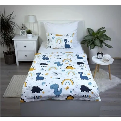 Abbildung von Theonoi Kinderbettwäsche Kleinkinder Bettwäsche Babybett komplett Set Bettbezug 100x135 &amp; Kissenbezug 40x60 aus Baumwolle Öko Tex Standard für Jungen und Mädchen (Dinosaurier Dino)
