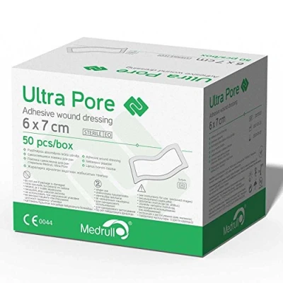 Abbildung von Medrull Steriler Wundverband 6x7 cm Sterile Wundpflaster ULTRA PORE Starke Klebekraft Schützt bei Schnittwunden &amp; Kratzern Pflaster Einzeln verpackt 50 Stück