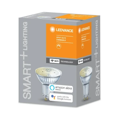 Abbildung von LEDVANCE Smarte LED Reflektorlampe mit WiFi Technologie, Sockel GU10, Warmweiß (2700 K), Dimmbar, ersetzt Reflektorlampen 40 W, SMART+ SPOT GU10 Dimmable, 1er Pack
