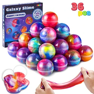 Abbildung von JOYIN Slime Party Favors, 36 Pack Galaxy Ball Favors dehnbar, Nicht klebrig, Mess frei, Stressabbau, und sicher für Mädchen Jungen Klassenzimmer Belohnung