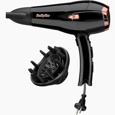 Abbildung von BaByliss Cordkeeper 2000 Ionic Haartrockner D373E, einzigartige Kabeleinzugsfunktion Im Griff, Watt schwarz