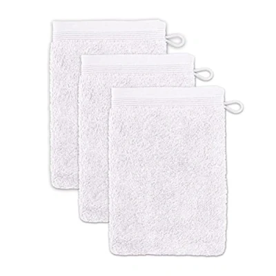 Abbildung von möve Superwuschel Waschhandschuh 15 x 20 cm aus 100% Baumwolle, snow 3er Set