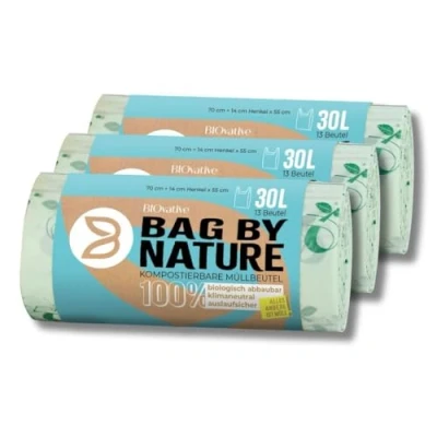 Abbildung von 30L Biomüllbeutel mit Henkel: 39 Müllbeutel, Made in Germany, 100% kompostierbar und biologisch abbaubar 6 Wochen, klimaneutral, reißfeste Biobeutel, auch als 6L, 10L, 20L Bio Beutel