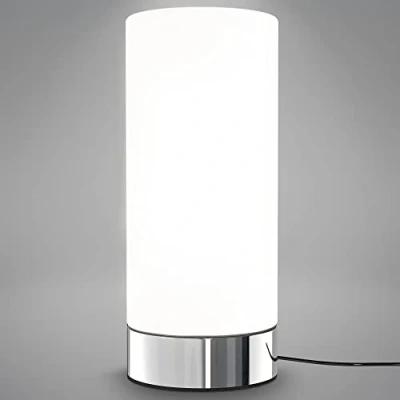 Abbildung von B.K.Licht Nachttischlampe Touch Dimmbar in 3 Stufen, E14 Fassung, Zylinder Glas weiss, Tischlampe, Lampe, Nachttischleuchte, Tischleuchte, Bürolampe, Leselampe, Leselicht