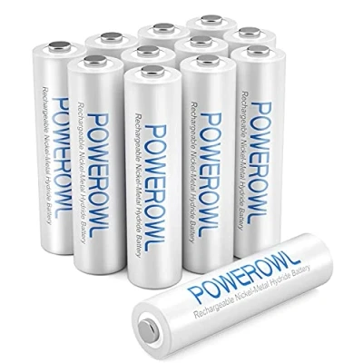 Abbildung von POWEROWL Wiederaufladbare AAA Batterien, 12,1000 mAh, 1,2 V, NI Mh, Akku, 1200 Zyklen, geringe Selbstentladung, mit umweltfreundlicher Verpackung