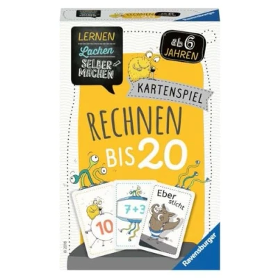 Abbildung von Ravensburger 80349 Lernen Lachen Selbermachen: Rechnen bis 20, Kinderspiel ab 6 Jahren, Lernspiel für 1 5 Spieler, Kartenspiel, Mathematik, Schwarz