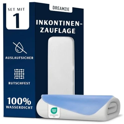 Abbildung von Dreamzie Inkontinenzunterlage Waschbar 75 x 90 cm Matratzenschoner Saugfähig und Wasserdicht Inkontinenz Bettunterlage