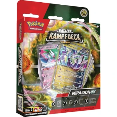 Abbildung von Pokémon Sammelkartenspiel: Deluxe Kampfdeck Miraidon ex (sofort spielbares Deck mit 60 Karten &amp; Zubehör)