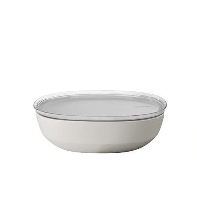 Abbildung von Mepal Servierschale mit Deckel Silueta Spülmaschinen und mikrowellenfest Salatschüssel Tapas Teller Geschirr 4000 ml Nordic white