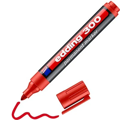 Abbildung von edding 300 Permanentmarker rot 1 Stift Rundspitze 1,5 3 mm wasserfest, schnell trocknend wischfest für Karton, Kunststoff, Glas, Holz, Metall, Glas