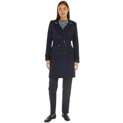 Abbildung von Tommy Hilfiger SLIM FIT Trenchcoat, Damen, Größe: 38, Desert sky