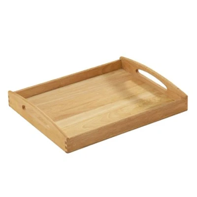 Abbildung von Zassenhaus Holztablett rechteckig 44x36x7cm groß Nachhaltiges Gummibaumholz Serviertablett Holz Tablett mit Tragegriffen Frühstück, Home Office, Tee trinken Essenstablett
