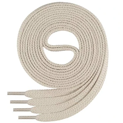 Abbildung von Di Ficchiano 1Paar flache SCHNÜRSENKEL aus 100% Baumwolle für Sneaker Sportschuhe sehr reißfest ca. 7 mm breit elastische Schnürsenkel hellbeige Farbe: 150cm