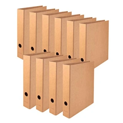 Abbildung von Original Falken 10er Pack Vegan Ordner Pure Nature. Made in Germany. 5 cm breit DIN A4 Braun Aktenordner Briefordner Büroordner Pappordner Schlitzordner