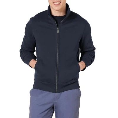 Abbildung von Amazon Essentials Herren Fleece Jacke mit durchgehendem Reißverschluss, Marineblau, M
