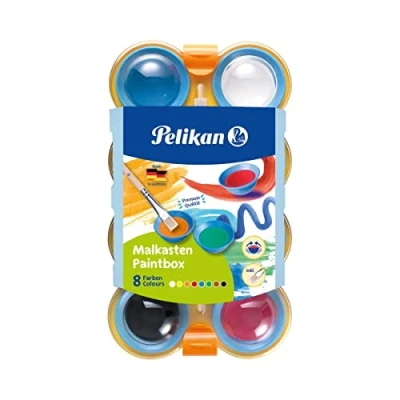 Abbildung von Pelikan 723122 Farbkästen Deckfarbkasten Mini Friends 755/8, mit 8 Farben + Pinsel, Mehrfarbig
