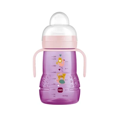 Abbildung von MAM Trainer+ (220 ml), Trinklernflasche für den Übergang zum Becher, Trinklernbecher mit tropffreiem Sauger, Trinkschnabel &amp; Haltegriff, 4+ Monate, Schildkröte