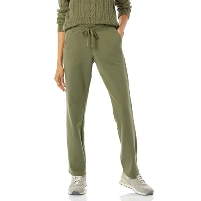 Abbildung von Amazon Essentials Damen Jogginghose aus Fleece mit geradem Bein in normaler Passform (in Übergrößen erhältlich), Olivgrün, XS