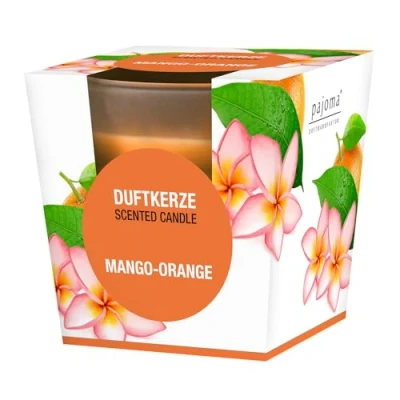 Abbildung von pajoma® Duftkerze, Mango Orange im satinierten Glas 120g Wachsgewicht, Brenndauer: 25 Stunden, in edler Geschenkverpackung Premium Qualität