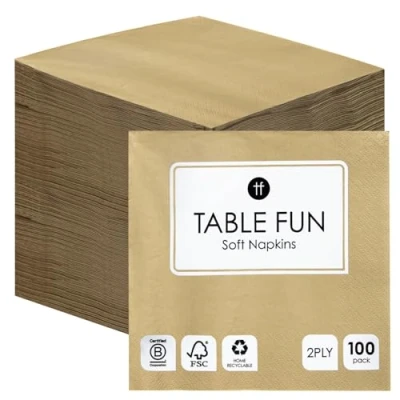 Abbildung von Talking Tables 100 x Großpackung weiche Servietten aus recyceltem Goldpapier, Einweg Partyservietten für Geburtstage, Weihnachten, Hochzeiten, Catering, Hergestellt in der EU, 2 lagig, 33 cm